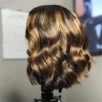 HIGHLIGHT 4X4 LACE CLOSURE HUMAN HAIR WIGS BRAZILIAN WAVY WIG